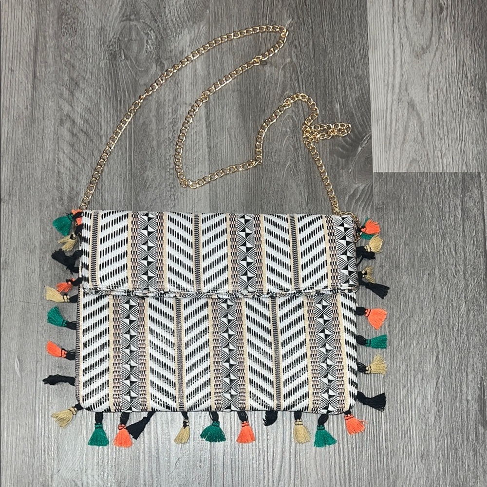 Sondra Roberts Multicolor Tassel Crossbody/Clutch Bag